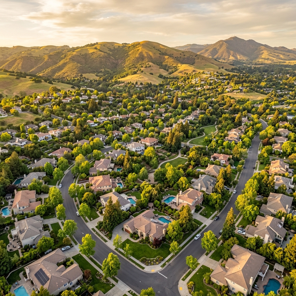 East Bay neighborhood aerial view